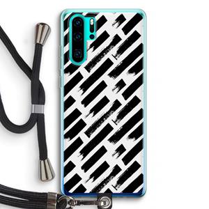 CaseCompany Zwarte vegen: Huawei P30 Pro Transparant Hoesje met koord