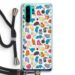 CaseCompany Kleurrijke katten: Huawei P30 Pro Transparant Hoesje met koord