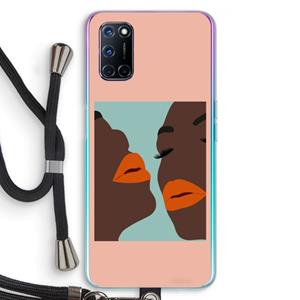 CaseCompany Orange lips: Oppo A92 Transparant Hoesje met koord