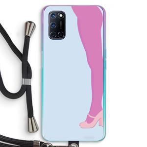CaseCompany Pink panty: Oppo A92 Transparant Hoesje met koord
