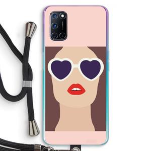 CaseCompany Red lips: Oppo A92 Transparant Hoesje met koord