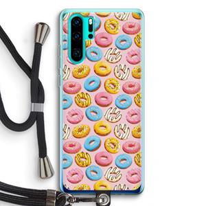 CaseCompany Pink donuts: Huawei P30 Pro Transparant Hoesje met koord