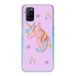 CaseCompany Roze eenhoorn: Oppo A92 Transparant Hoesje