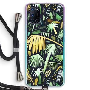 CaseCompany Tropical Palms Dark: Oppo A92 Transparant Hoesje met koord
