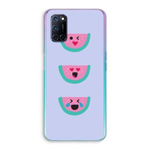 CaseCompany Smiley watermeloen: Oppo A92 Transparant Hoesje