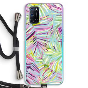 CaseCompany Tropical Palms Blue: Oppo A92 Transparant Hoesje met koord