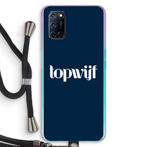 CaseCompany Topwijf Navy: Oppo A92 Transparant Hoesje met koord