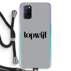 CaseCompany Topwijf Grijs Zwart: Oppo A92 Transparant Hoesje met koord