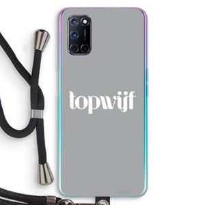 CaseCompany Topwijf Grijs Wit: Oppo A92 Transparant Hoesje met koord