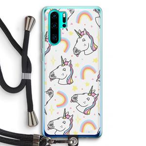 CaseCompany Rainbow Unicorn: Huawei P30 Pro Transparant Hoesje met koord