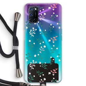 CaseCompany Small white flowers: Oppo A92 Transparant Hoesje met koord