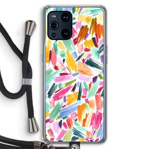 CaseCompany Watercolor Brushstrokes: Oppo Find X3 Transparant Hoesje met koord