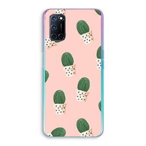 CaseCompany Cactusprint roze: Oppo A92 Transparant Hoesje