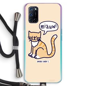 CaseCompany Miauw: Oppo A92 Transparant Hoesje met koord
