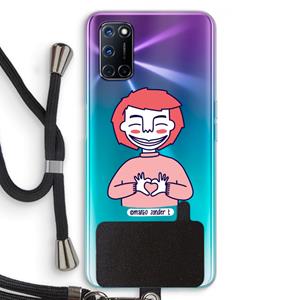 CaseCompany Hartje: Oppo A92 Transparant Hoesje met koord