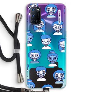 CaseCompany Gezichtjes: Oppo A92 Transparant Hoesje met koord