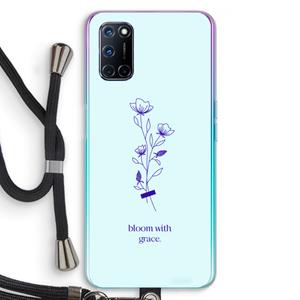 CaseCompany Bloom with grace: Oppo A92 Transparant Hoesje met koord