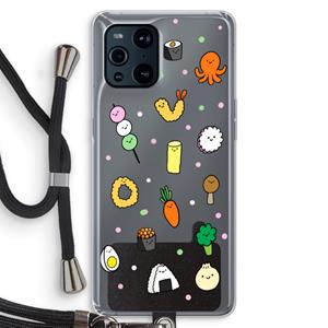 CaseCompany Happy bento friends: Oppo Find X3 Transparant Hoesje met koord
