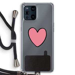 CaseCompany Hartje: Oppo Find X3 Transparant Hoesje met koord