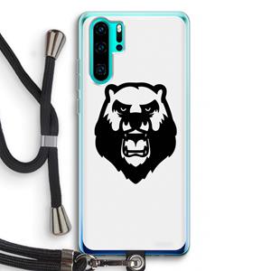 CaseCompany Angry Bear (white): Huawei P30 Pro Transparant Hoesje met koord