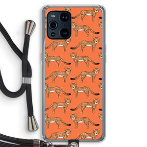 CaseCompany Cheetah: Oppo Find X3 Transparant Hoesje met koord