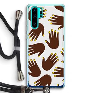 CaseCompany Hands dark: Huawei P30 Pro Transparant Hoesje met koord