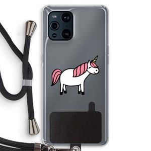 CaseCompany Eenhoorn: Oppo Find X3 Transparant Hoesje met koord