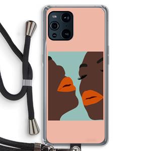 CaseCompany Orange lips: Oppo Find X3 Transparant Hoesje met koord