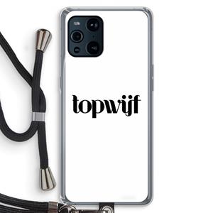 CaseCompany Topwijf Wit: Oppo Find X3 Transparant Hoesje met koord