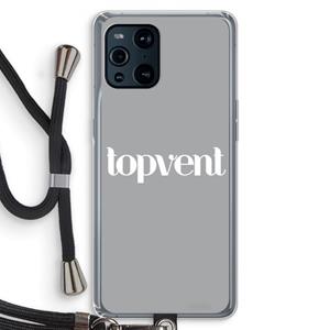 CaseCompany Topvent Grijs Wit: Oppo Find X3 Transparant Hoesje met koord