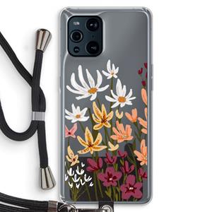 CaseCompany Painted wildflowers: Oppo Find X3 Transparant Hoesje met koord