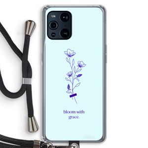 CaseCompany Bloom with grace: Oppo Find X3 Transparant Hoesje met koord