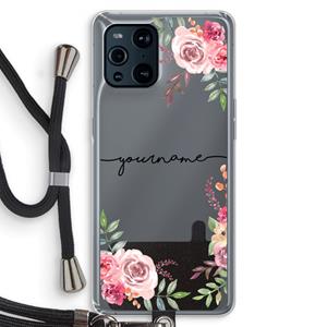 CaseCompany Rozen: Oppo Find X3 Transparant Hoesje met koord