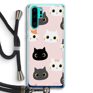 CaseCompany Katten: Huawei P30 Pro Transparant Hoesje met koord