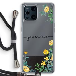 CaseCompany Gele bloemen: Oppo Find X3 Pro Transparant Hoesje met koord