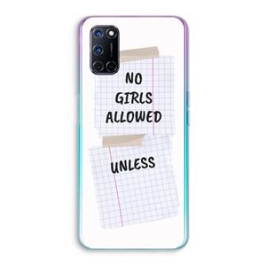 CaseCompany No Girls Allowed Unless: Oppo A92 Transparant Hoesje