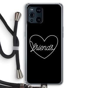 CaseCompany Friends heart black: Oppo Find X3 Pro Transparant Hoesje met koord
