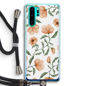 CaseCompany Peachy flowers: Huawei P30 Pro Transparant Hoesje met koord