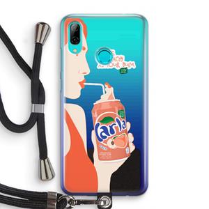 CaseCompany Peach please!: Huawei P Smart (2019) Transparant Hoesje met koord