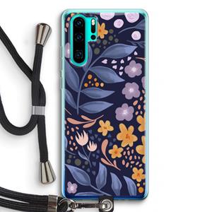 CaseCompany Flowers with blue leaves: Huawei P30 Pro Transparant Hoesje met koord