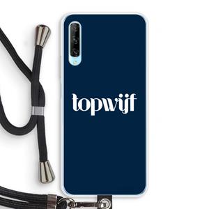 CaseCompany Topwijf Navy: Huawei P Smart Pro Transparant Hoesje met koord