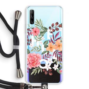 CaseCompany Hello in flowers: Huawei P Smart Pro Transparant Hoesje met koord