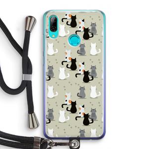 CaseCompany Katten: Huawei P Smart (2019) Transparant Hoesje met koord