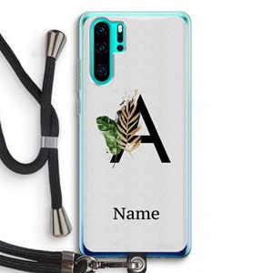 CaseCompany Charcoal Flora: Huawei P30 Pro Transparant Hoesje met koord