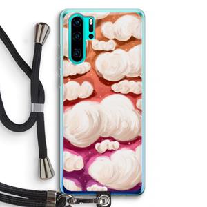CaseCompany Katoen Wolken: Huawei P30 Pro Transparant Hoesje met koord