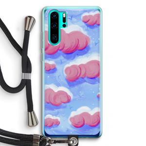 CaseCompany Roze wolken met vogels: Huawei P30 Pro Transparant Hoesje met koord