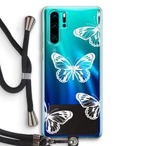 CaseCompany White butterfly: Huawei P30 Pro Transparant Hoesje met koord