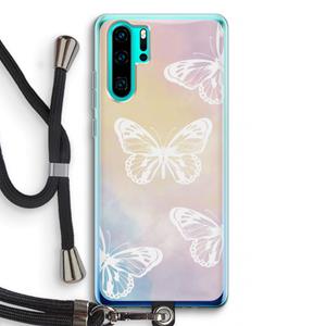 CaseCompany White butterfly: Huawei P30 Pro Transparant Hoesje met koord