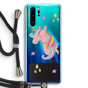 CaseCompany Roze eenhoorn: Huawei P30 Pro Transparant Hoesje met koord