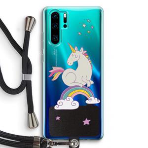 CaseCompany Regenboog eenhoorn: Huawei P30 Pro Transparant Hoesje met koord